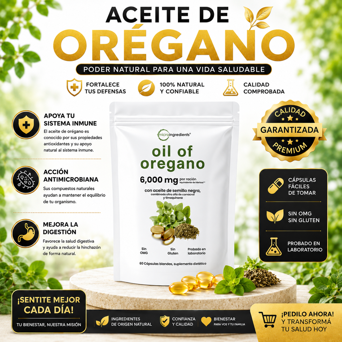 Aceite de Orégano™ 60 cápsulas de 6000mg