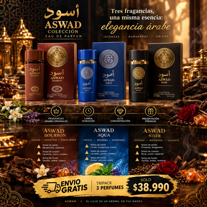 ASWAD™ PACK PERFUMES ÁRABE HOMBRE - 100ml